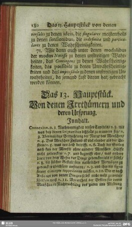 Das 13. Hauptstück. Von denen Irrthümern und deren Ursprung