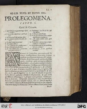 Ad Lib. XLVII. et XLVIII. Dig.: Prolegomena