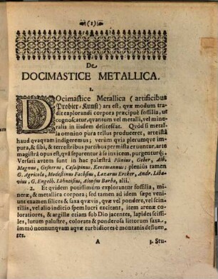 Docimastice metallica clare et compendiario tradita
