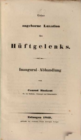 Über angeborne Luxation des Hüftgelenks : Inaugural-Abhandlung