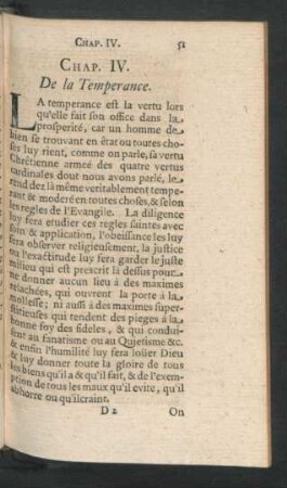Chap. IV. De la Temperance.