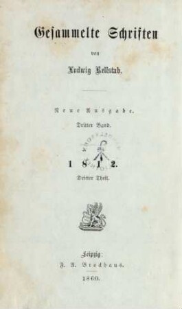 Band 3 = 1812, Theil 3: Gesammelte Schriften