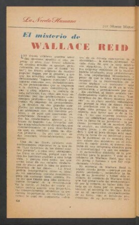 El misterio de Wallace Reid : La novela humana