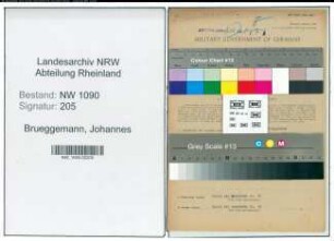 Entnazifizierung Johannes Brueggemann , geb. 22.01.1903 (Schlossermeister)