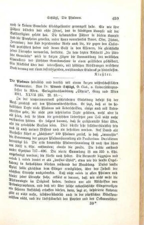 459-460 [Rezension] Die Psalmen