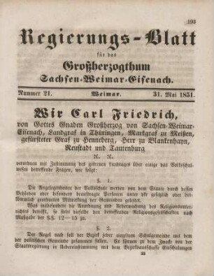Nr. 21 : 31. Mai 1851