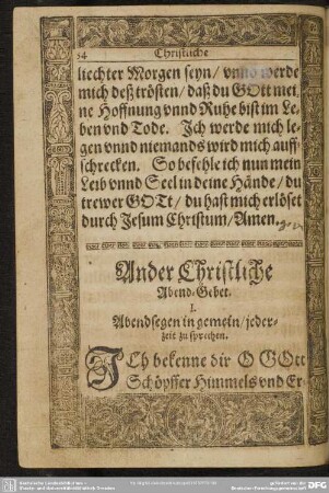 Ander Christliche Abend-Gebet