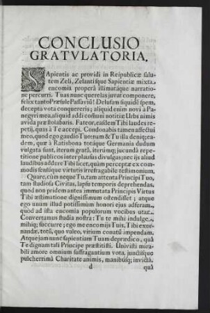 Conclusio Gratulatoria.