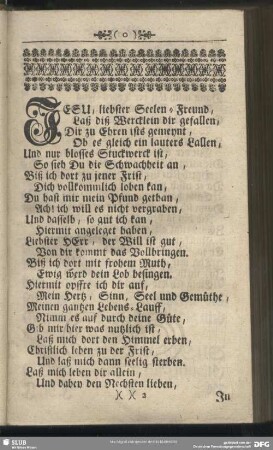 Jesu, liebster Seelen-Freund, Laß die Wercklein dir gefallen …