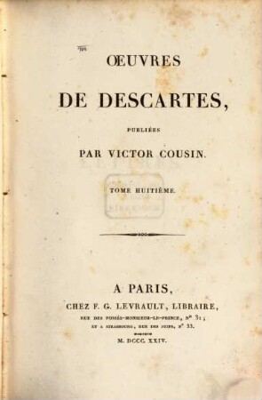 Oeuvres de Descartes, 8