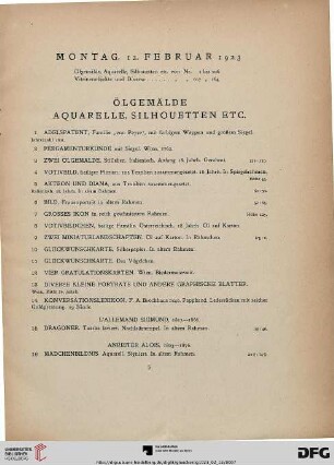 Ölgemälde Aquarelle, Silhouetten etc. (Nr. 1-106)