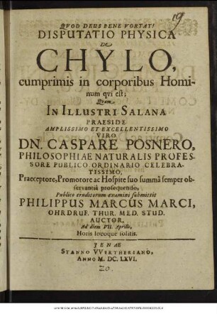 Disputatio Physica De Chylo, cumprimis in corporibus Hominum qui est