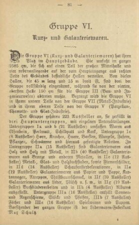 Gruppe VI. Kurz- und Galanteriewaren