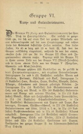 Gruppe VI. Kurz- und Galanteriewaren