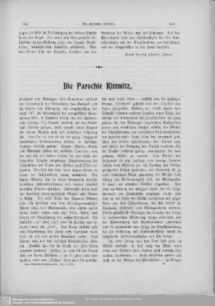 Die Parochie Rittmitz