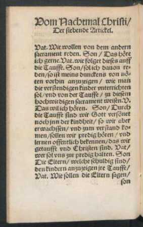 Vom Nachtmal Christi/ Der siebende Artickel.