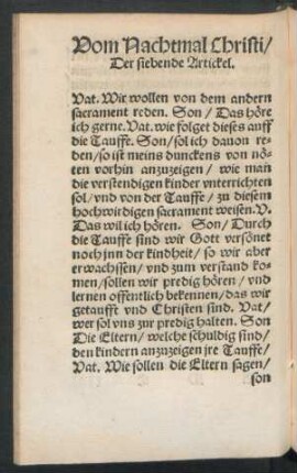 Vom Nachtmal Christi/ Der siebende Artickel.