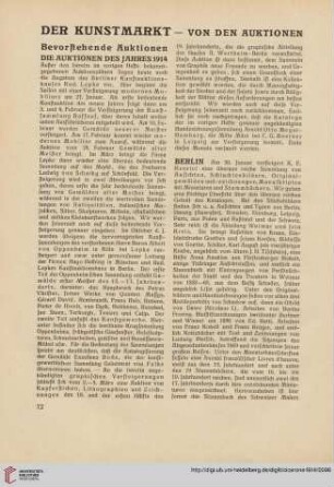 Der Kunstmarkt - Von den Auktionen