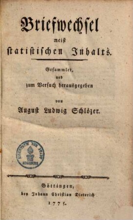 Briefwechsel meist statistischen Inhalts