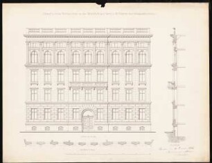 Wohnhaus Bankier Mossner, Berlin-Mitte: Ansicht, 2 Fassadenschnitte horizontal