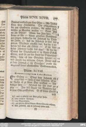 Psalm XCVIII. Ermunterung zum Lobe Gottes.