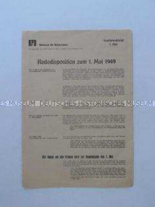 Sonderdruck mit einer Rededisposition der KPD zum 1. Mai