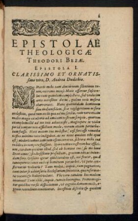 Epistolae Theologicae Theodori Bezae.