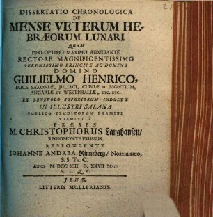 Dissertatio chronologica de mense veterum Hebraeorum lunari
