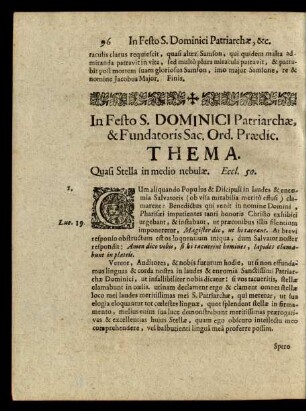 In Festo S. Dominici Patriarchae, & Fundatoris Sac. Ord. Praedic.