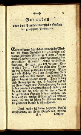 Gedanken über das Trendelenburgische System der griechischen Conjugation.