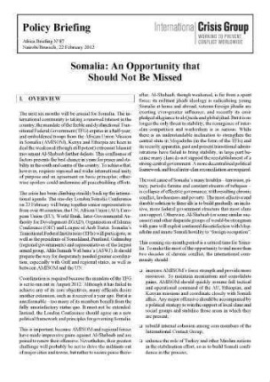 Somalia : an opportunity that should not be missed