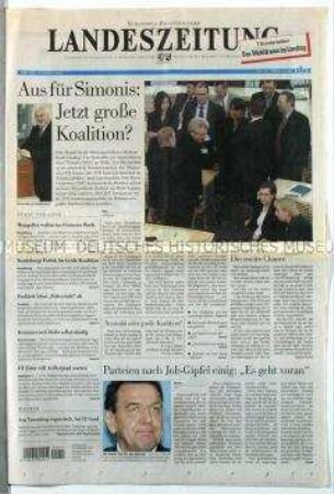 "Schleswig-Holsteinsche Landeszeitung" u.a. zum Scheitern der Regierungsbildung unter Heide Simonis
