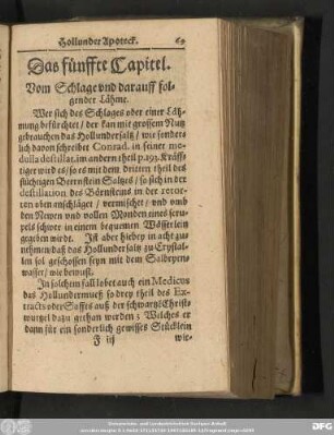 Das fünffte Capitel. Vom Schlage und darauff folgender Lähme.
