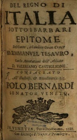 Del Regno D'Italia Sotto I Barbari Epitome