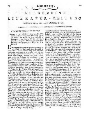 [Römer, K. H. von]: Ueber das Schuldenwesen des Chur-Sächsischen Adels. Und das beste Mittel, ihn wider den fernern Verfall zu schützen. Ein frommer Wunsch, bey Gelegenheit des im Jahre 1787 ausgeschriebenen Landtags geäußert. Leipzig: Hilscher 1787