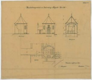 Fischer, Theodor; Lindenberg / Allgäu (Bayern); Haushaltungsschule mit Ökonomiegebäude und Kapelle - Kapelle (Grundriss, Ansichten, Schnitt)