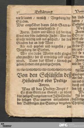 Von den Schlüsseln deß Him[m]elreichs oder Predig-Ampts.