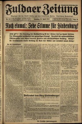 Erste Ausgabe vom Sonntag, den 10. April 1932.