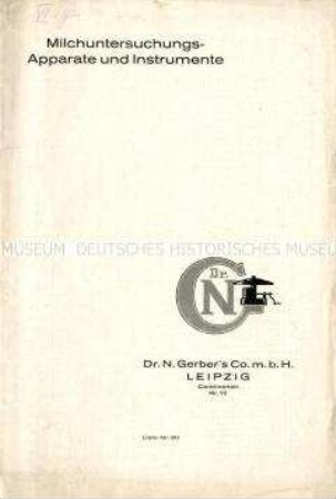 Milchuntersuchungs-Apparate und Instrumente / Liste Nr. 90