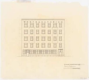 Westsanatorium, Berlin-Charlottenburg Umbau: Vorentwurf für die Fassadenerneuerung: Ansicht 1:100