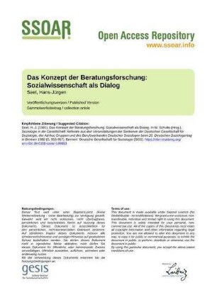 Das Konzept der Beratungsforschung: Sozialwissenschaft als Dialog