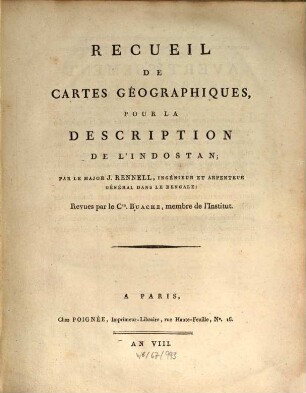 Description historique et géographique de l'Indostan, [4]. Recueil de cartes géographiques pour la description de l'Indostan