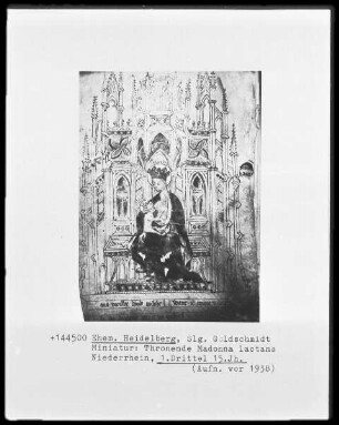 Miniatur: Thronende Madonna lactans