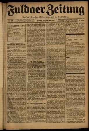 Erste Ausgabe vom Freitag, den 18. Februar 1921.