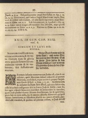 XXII. In Gen. Cap. XLIX. vers. 6. Simeon Et Levi Homicidae.
