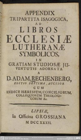 Appendix Tripartita Isagogica, Ad Libros Ecclesiae Lutheranae Symbolicos