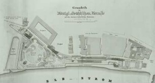 Dresden, Grundriß der Königlich Brühlschen Terrasse mit den darunter befindlichen Räumen