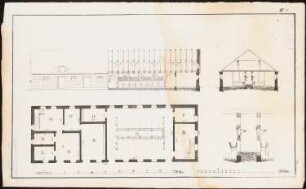 Architekton. Entwürfe aus d. Gebiete d. landwirtschaftl. und ländlichen Baukunst, H.1, Breslau: Grundriss, Schnitte und Ansicht