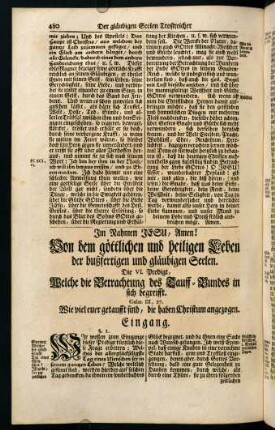 480-503, Die VI. Predigt, Welche die Betrachtung des Tauff-Bundes in sich begreifft.