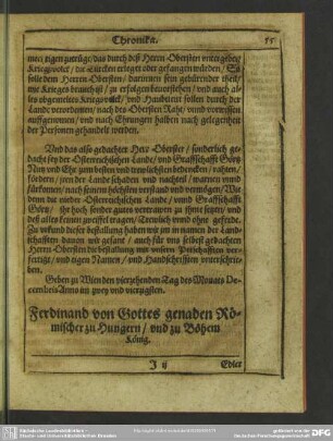 Ferdinand von Gottes genaden Römischer zu Hungern, und zu Böhem König
